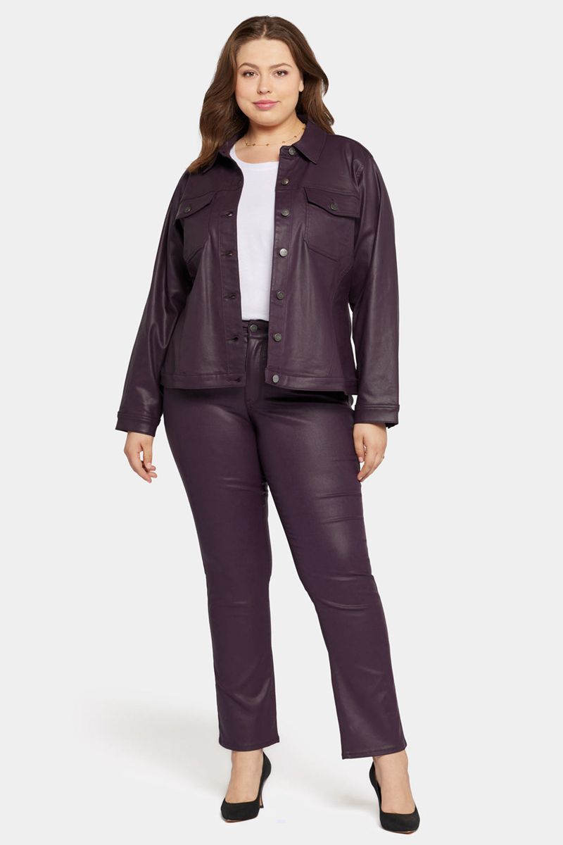 Purple Women's NYDJ Plus Coated Denim Jackets | NZ 540JONPIC