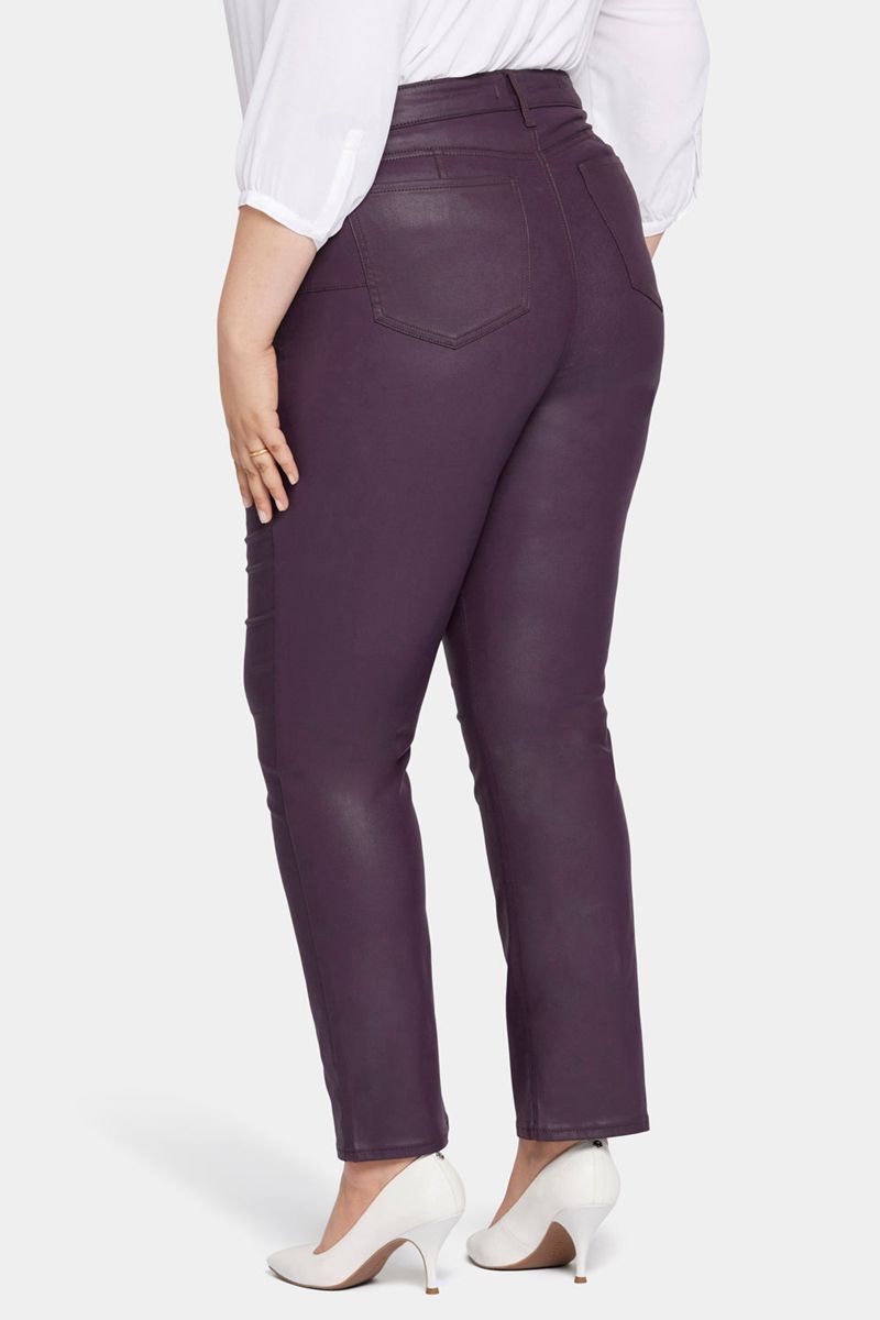 Purple Women's NYDJ Plus Uplift Coated Marilyn Straight Jeans | NZ 103WXQHDM