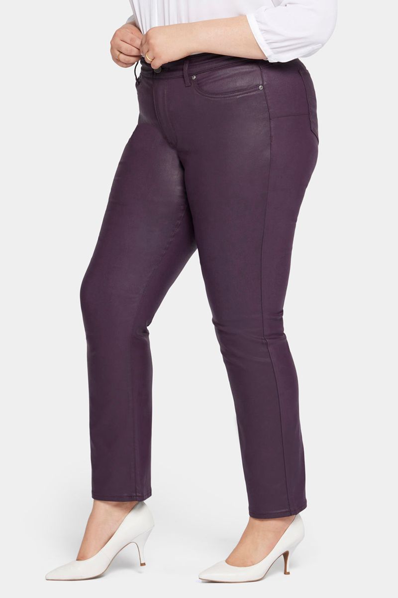 Purple Women's NYDJ Plus Uplift Coated Marilyn Straight Jeans | NZ 103WXQHDM