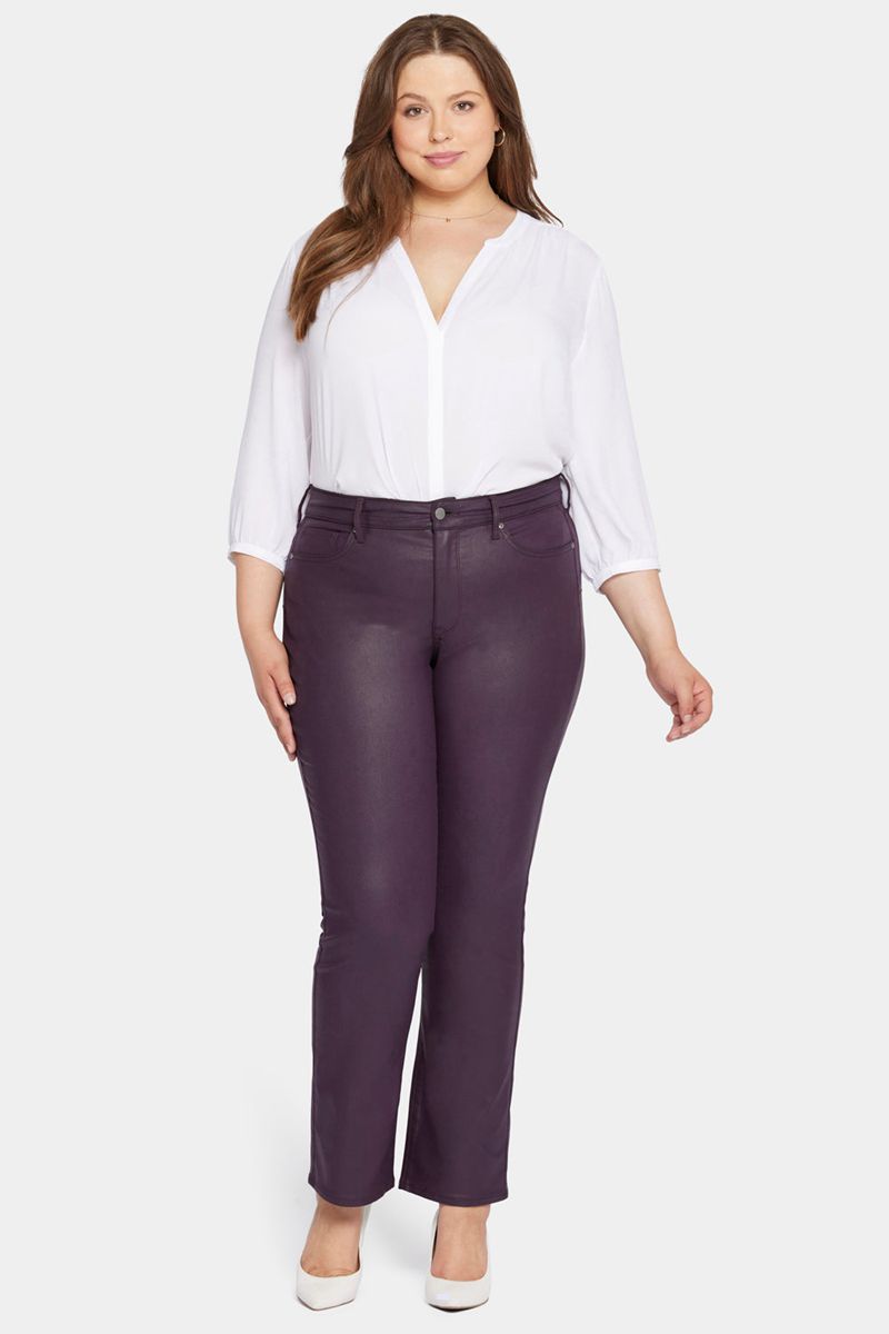 Purple Women's NYDJ Plus Uplift Coated Marilyn Straight Jeans | NZ 103WXQHDM