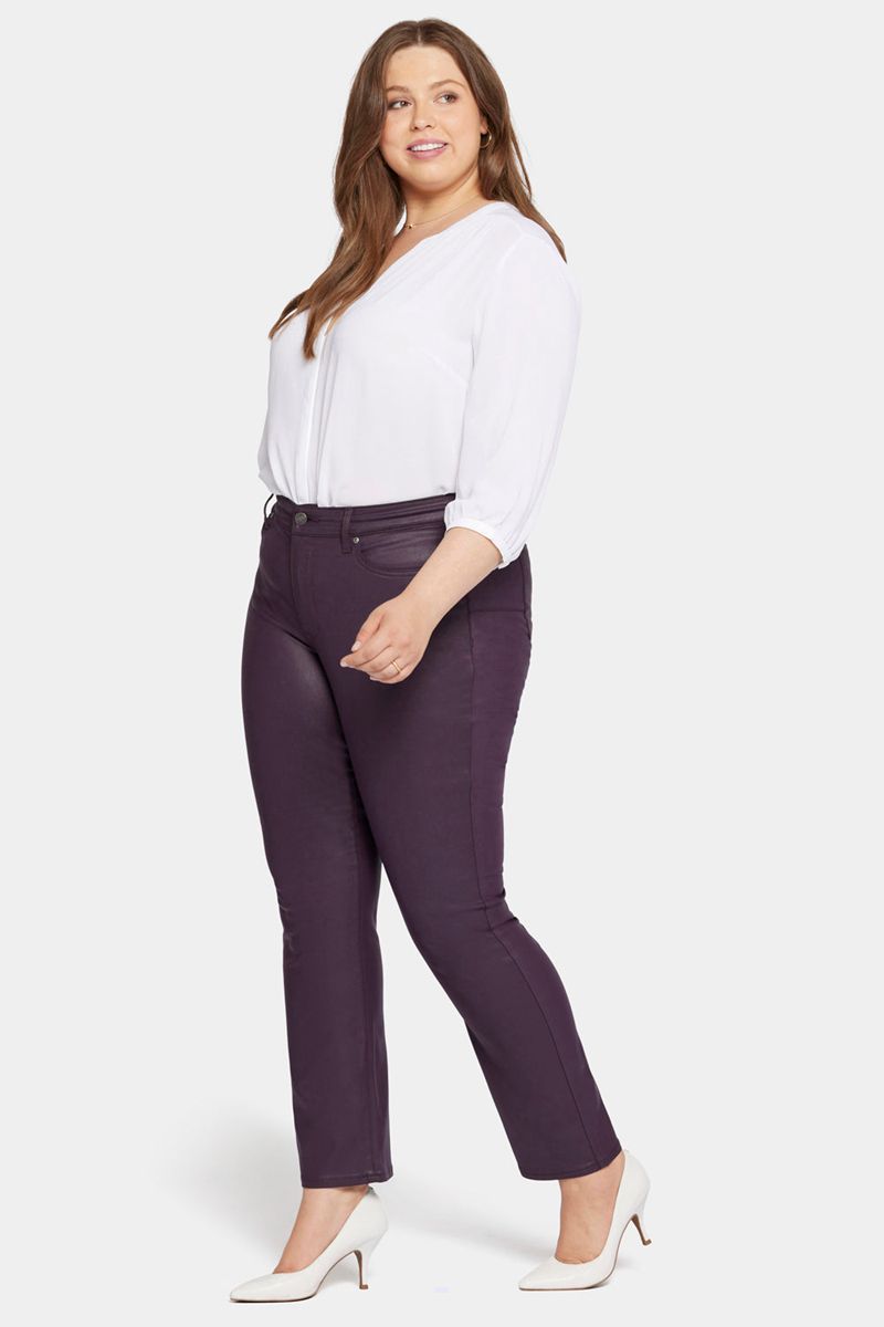 Purple Women's NYDJ Plus Uplift Coated Marilyn Straight Jeans | NZ 103WXQHDM