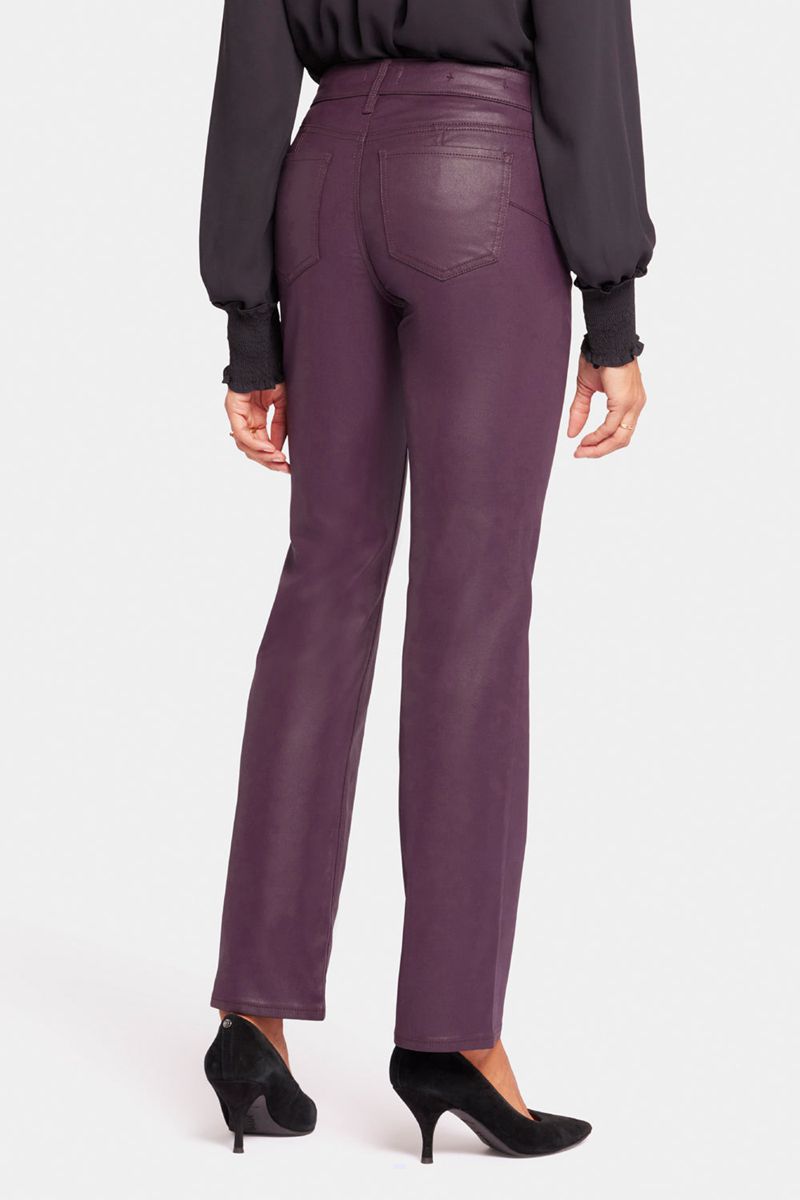 Purple Women's NYDJ Uplift Coated Marilyn Straight Jeans | NZ 870SKVYDZ