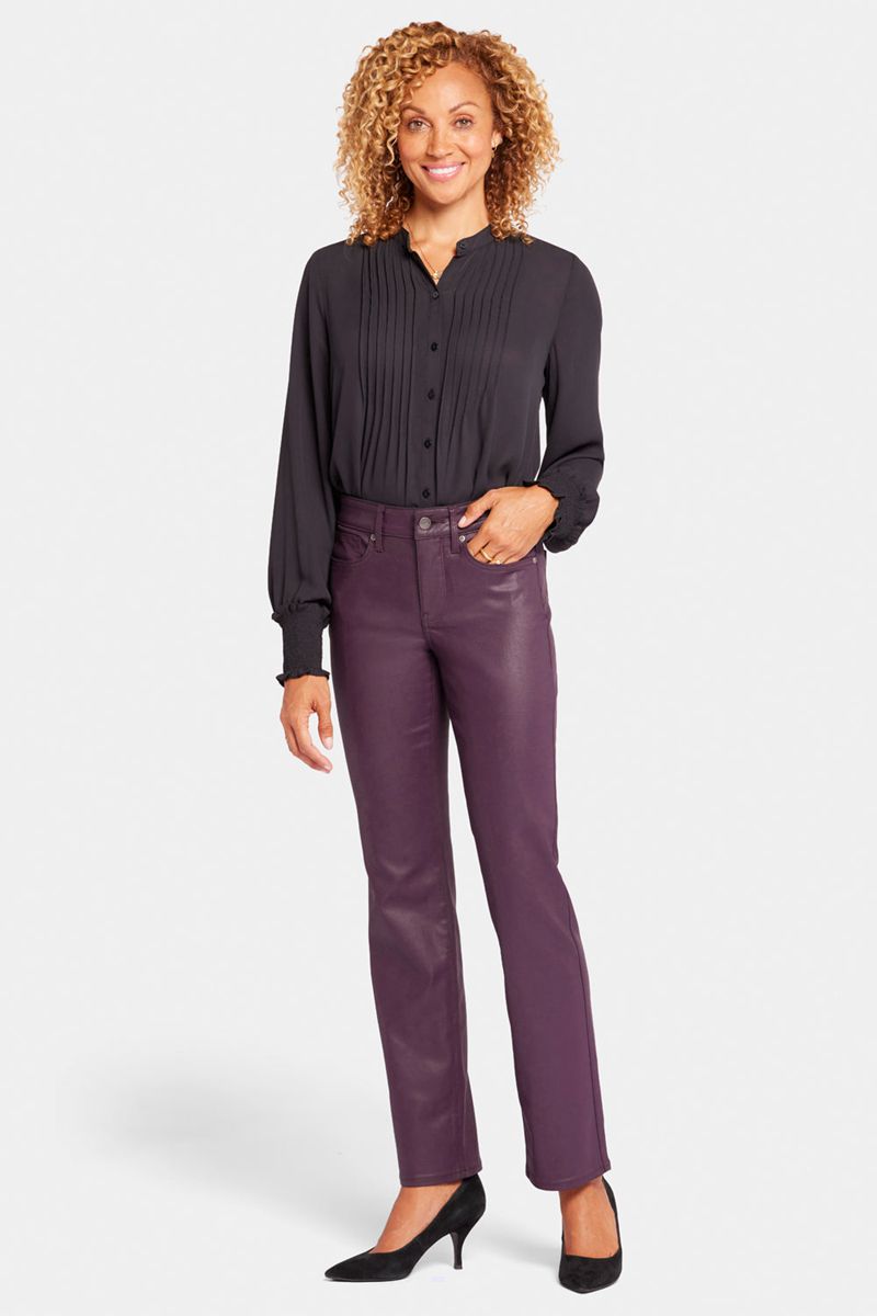 Purple Women's NYDJ Uplift Coated Marilyn Straight Jeans | NZ 870SKVYDZ