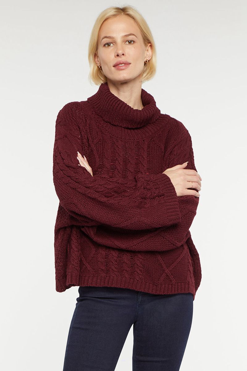 Red Women's NYDJ Chunky Turtleneck Sweaters | NZ 693ECFJNO