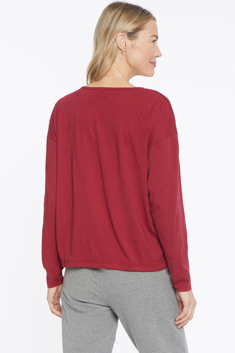 Red Women's NYDJ Long Sleeved Drawstring T-Shirts | NZ 653NUBFZV