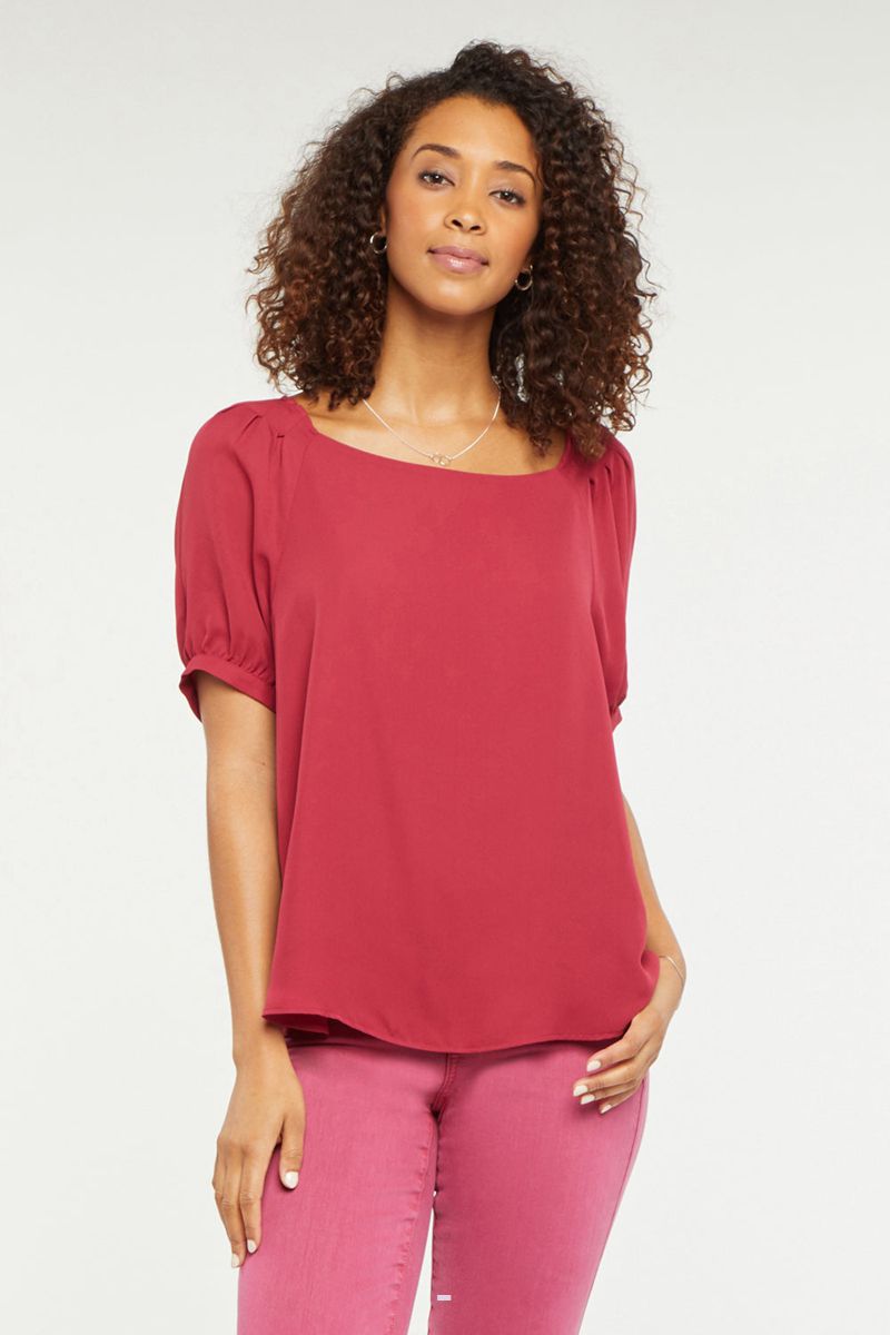 Red Women's NYDJ Twist Back Blouse | NZ 016YWFPSC