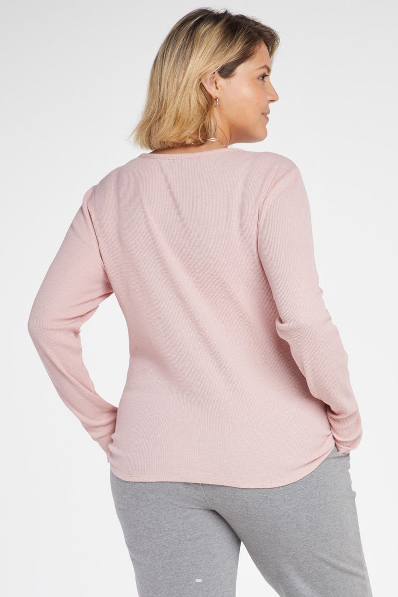 Rose Women's NYDJ Plus Long Sleeved Henley Shirts | NZ 053MQUWRA