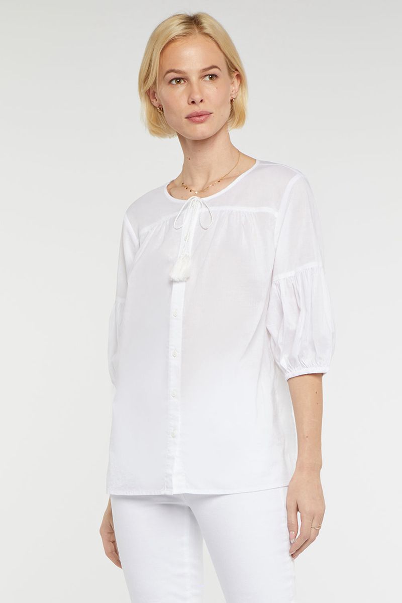 White Women's NYDJ Boho Blouse | NZ 518KZCUHB