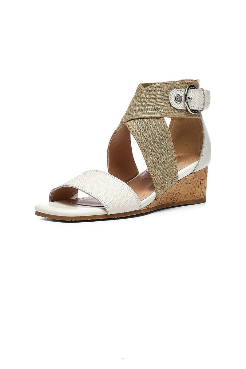 White Women's NYDJ Callie Wedge Sandals | NZ 902QLOYFR