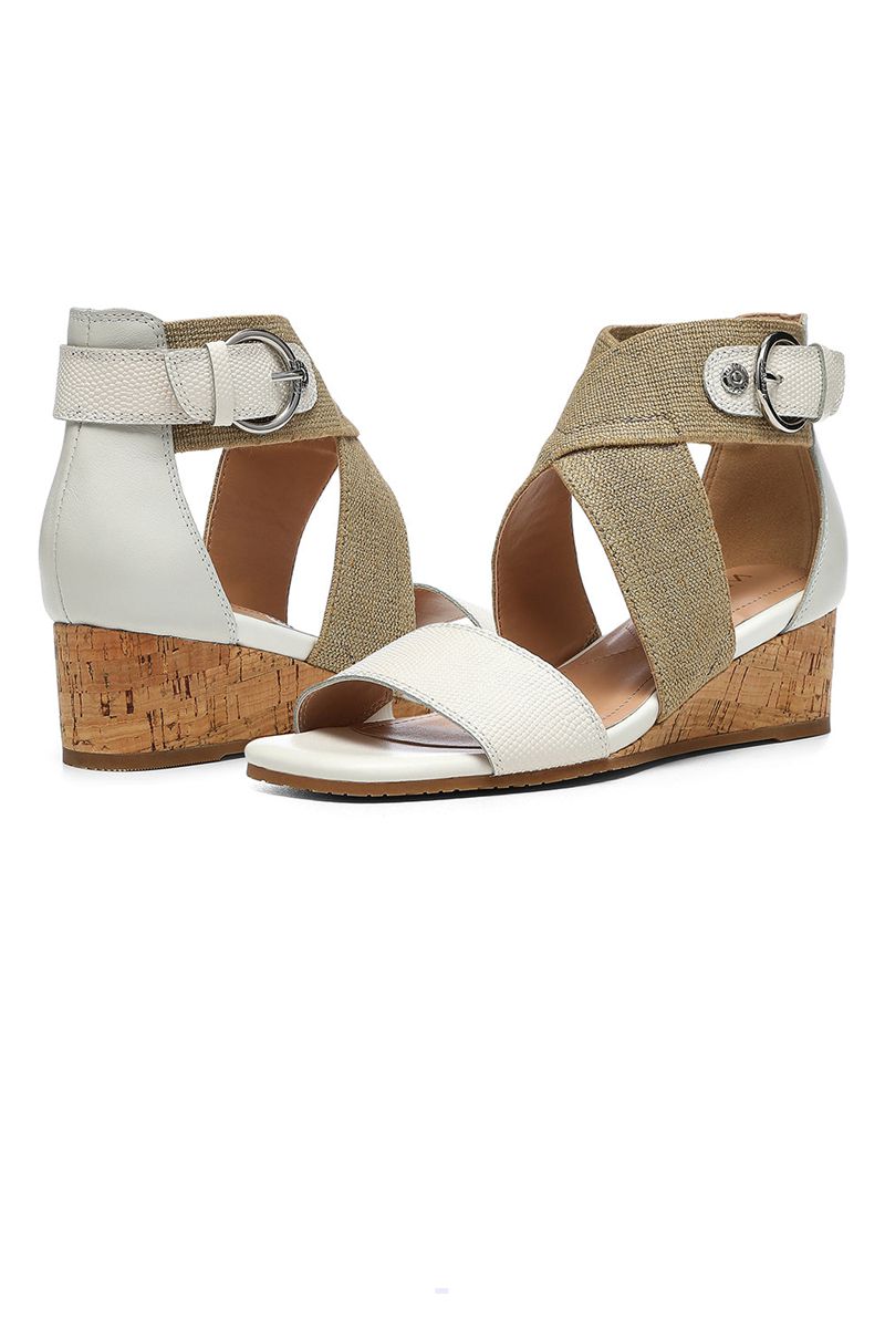 White Women's NYDJ Callie Wedge Sandals | NZ 902QLOYFR