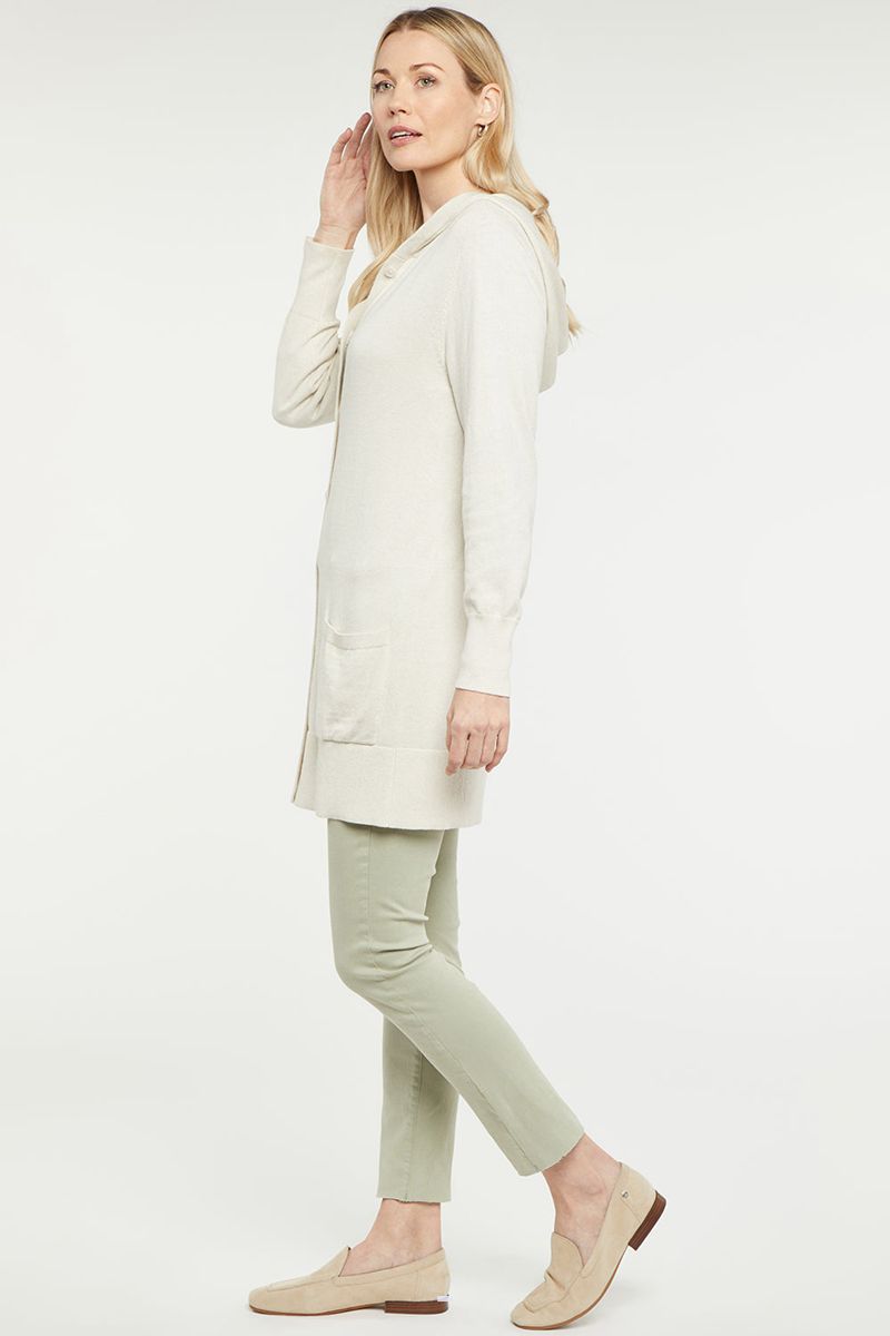 White Women's NYDJ Cardigan Hoodie | NZ 512BIALCD