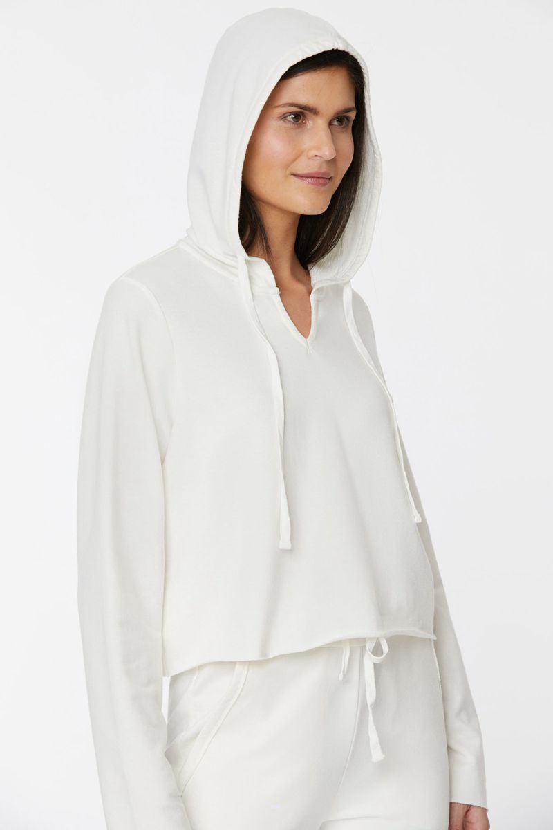 White Women's NYDJ Cropped Pullover Hoodie | NZ 208WPCTAJ