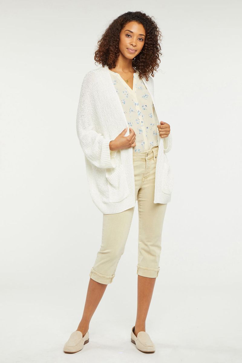 White Women's NYDJ Drape Cardigan | NZ 620ETBRJX