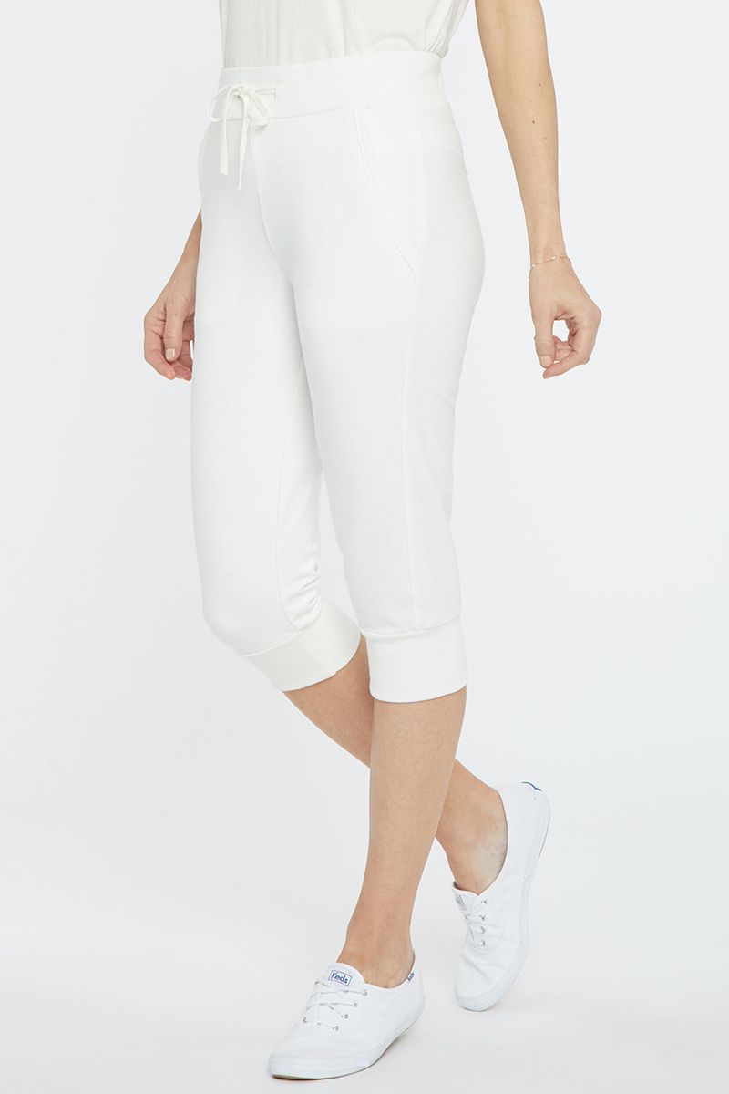 White Women's NYDJ Drawstring Jogger Capri Pants | NZ 178GFDWVK