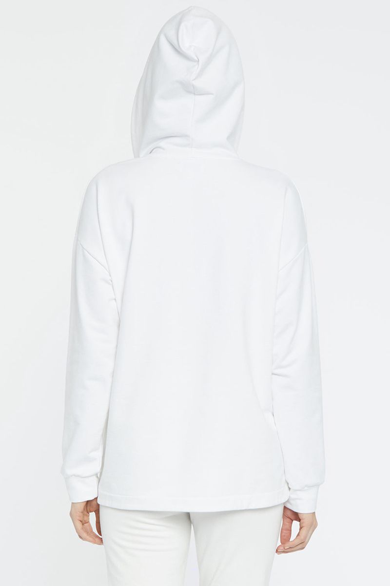 White Women's NYDJ Lace Trimmed Pullover Hoodie | NZ 267FGSPNQ