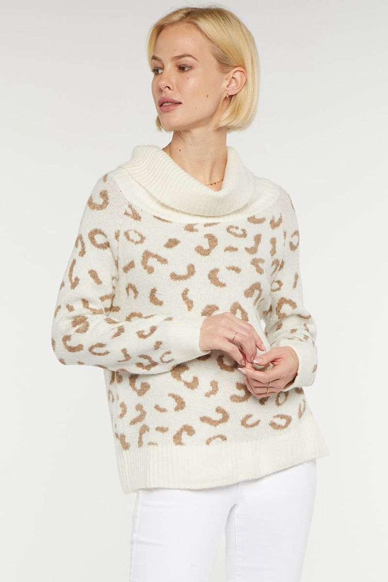 White Women\'s NYDJ Leopard Turtleneck Sweaters | NZ 862VWEKYQ