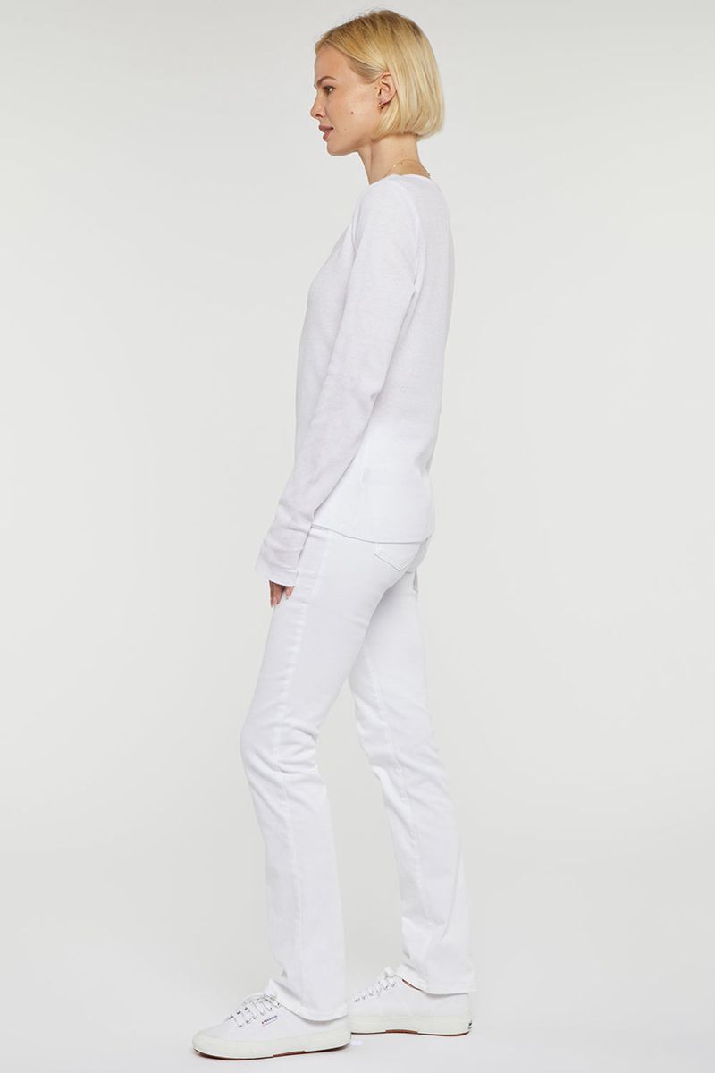 White Women's NYDJ Long Sleeved Henley Shirts | NZ 924CXWPBI