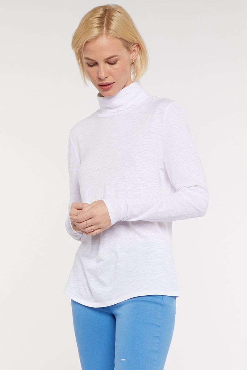 White Women's NYDJ Long Sleeved Turtleneck Tops | NZ 324ABFVPM