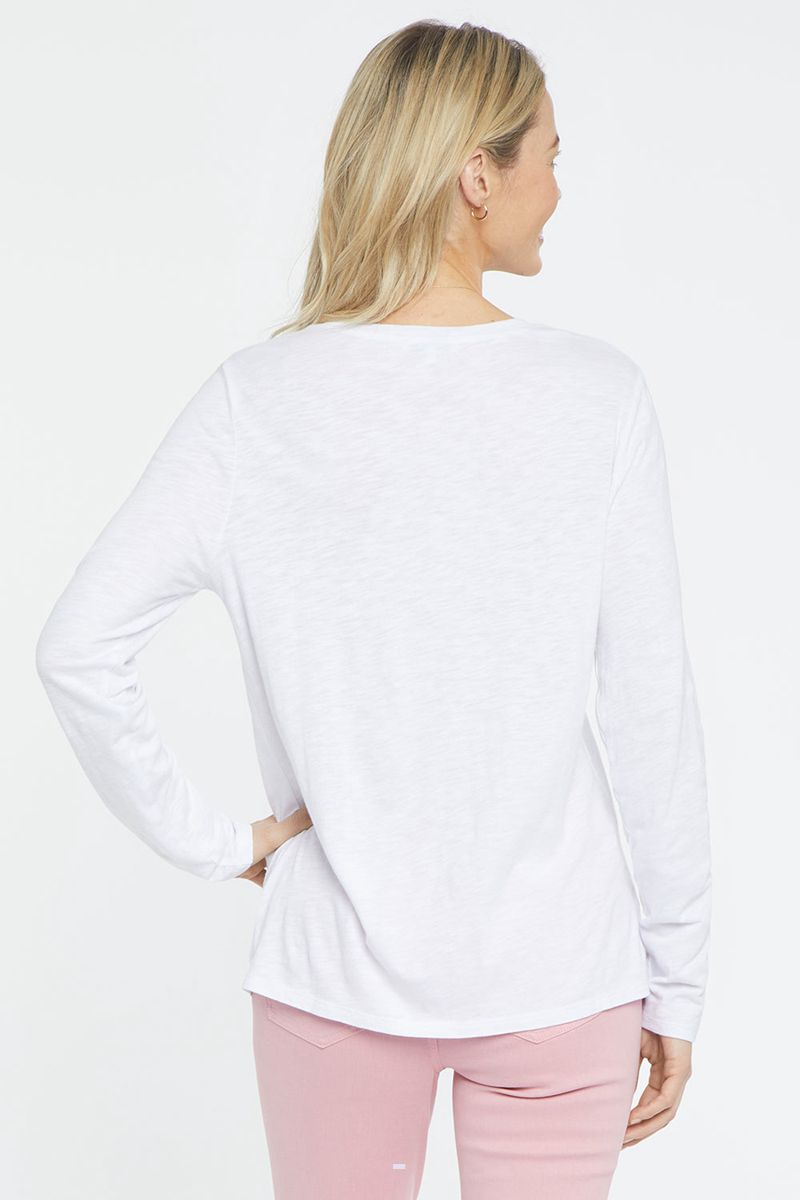 White Women's NYDJ Long Sleeved V-Neck T-Shirts | NZ 542UPGOKE