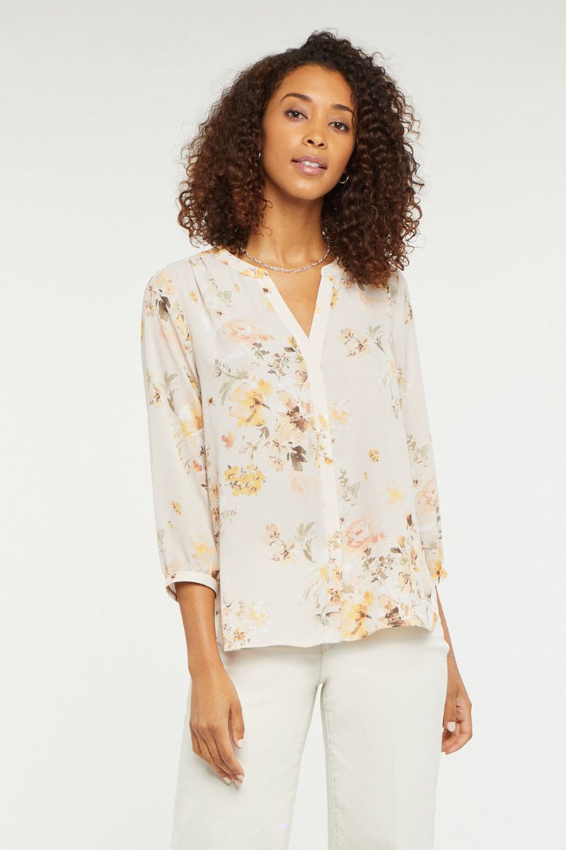 White Women's NYDJ Pintuck Blouse | NZ 593YWFKHE