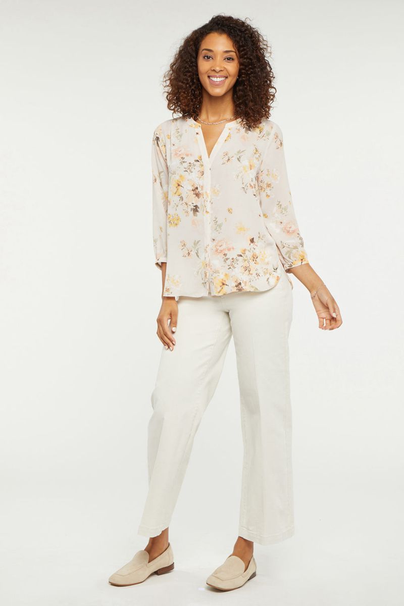 White Women's NYDJ Pintuck Blouse | NZ 593YWFKHE