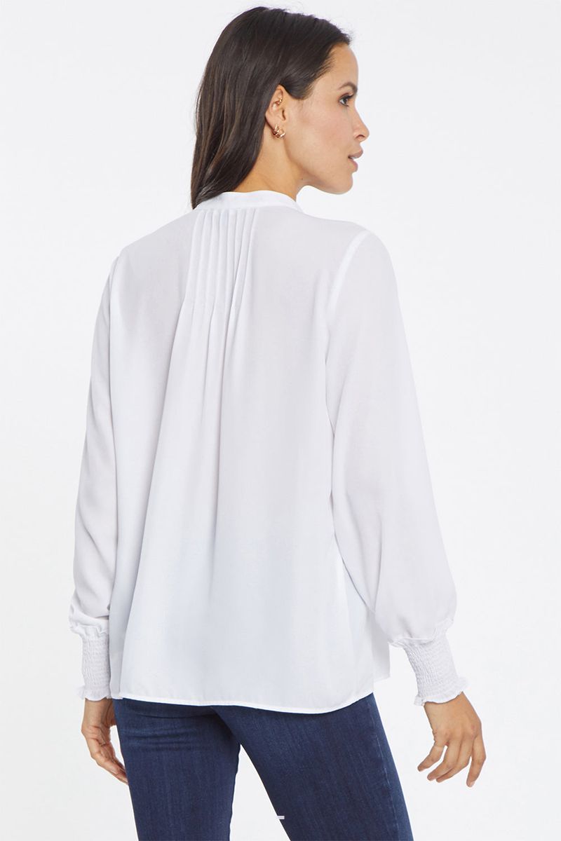 White Women's NYDJ Pleated Peasant Blouse | NZ 650NIPERT