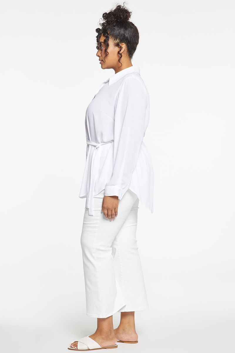 White Women's NYDJ Plus Belted Tunic Blouse | NZ 476TNYHAW