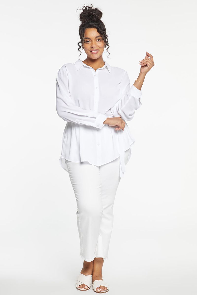 White Women's NYDJ Plus Belted Tunic Blouse | NZ 476TNYHAW