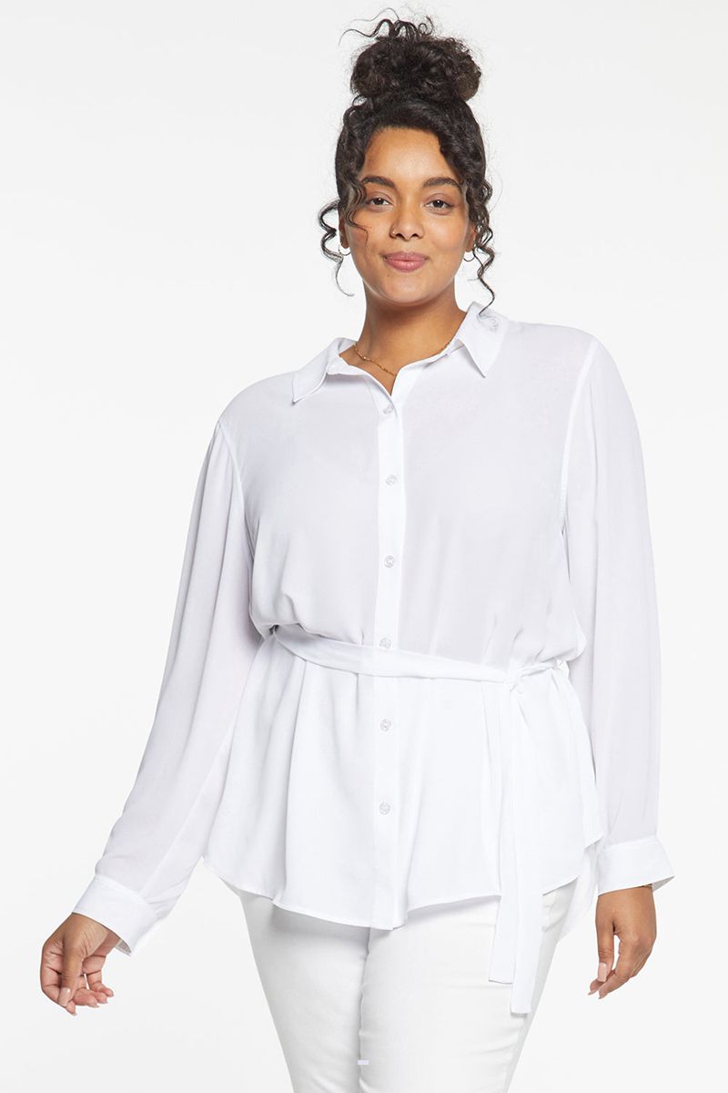 White Women\'s NYDJ Plus Belted Tunic Blouse | NZ 476TNYHAW