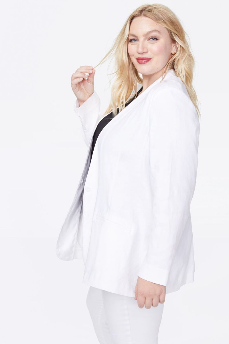 White Women's NYDJ Plus Collarless Blazer Jackets | NZ 589WMZVUJ