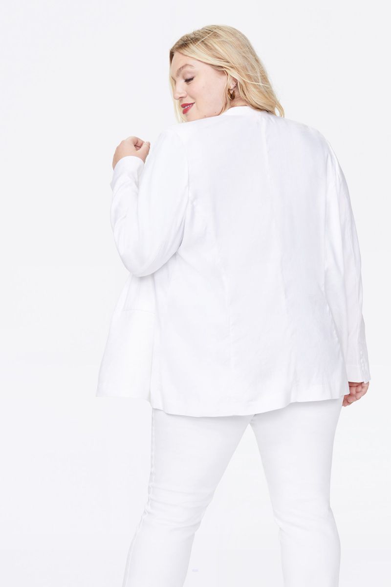 White Women's NYDJ Plus Collarless Blazer Jackets | NZ 589WMZVUJ