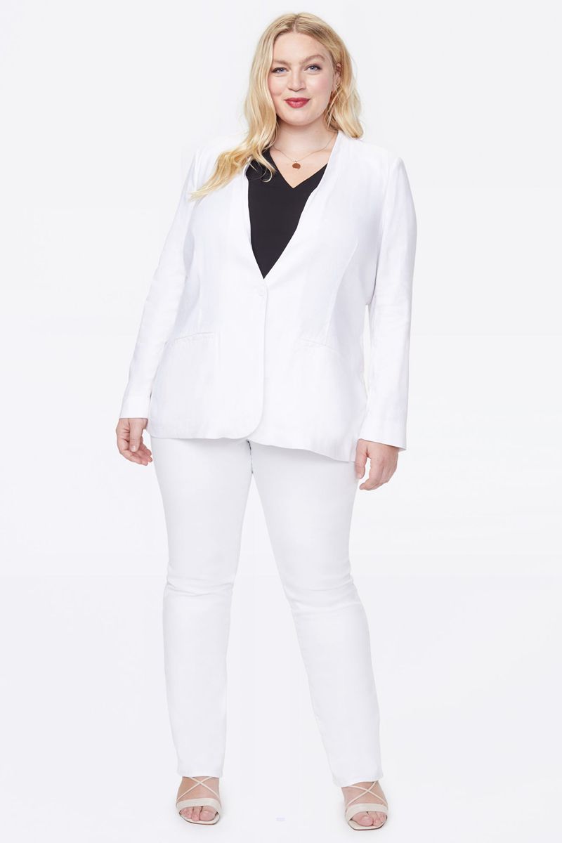 White Women's NYDJ Plus Collarless Blazer Jackets | NZ 589WMZVUJ