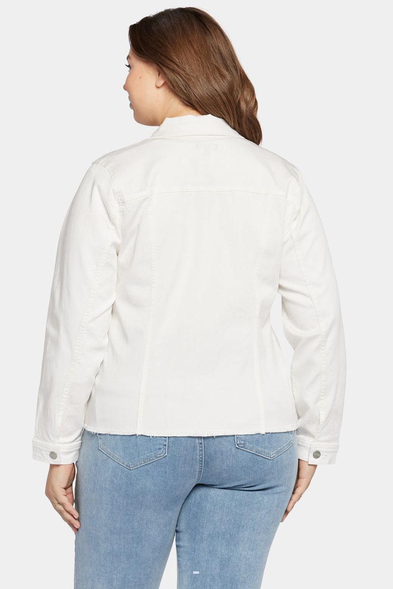 White Women's NYDJ Plus Frayed Hem Jackets | NZ 317OUKEDT