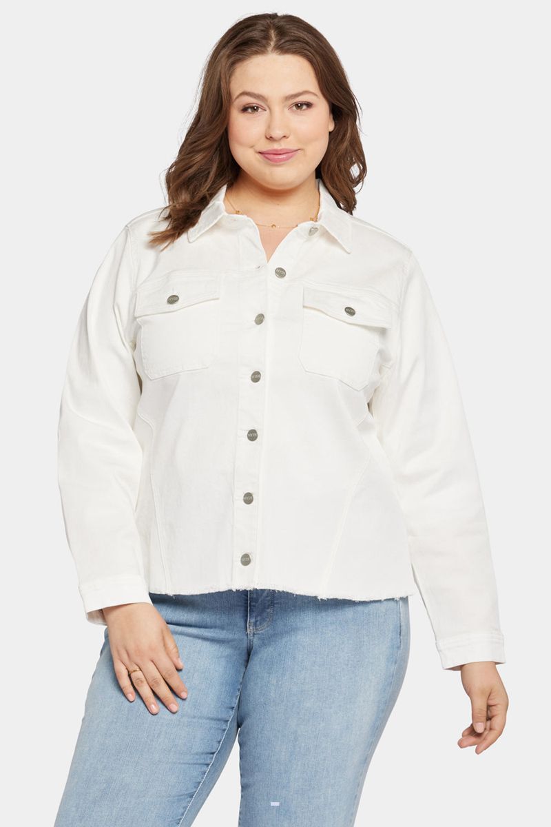 White Women's NYDJ Plus Frayed Hem Jackets | NZ 317OUKEDT