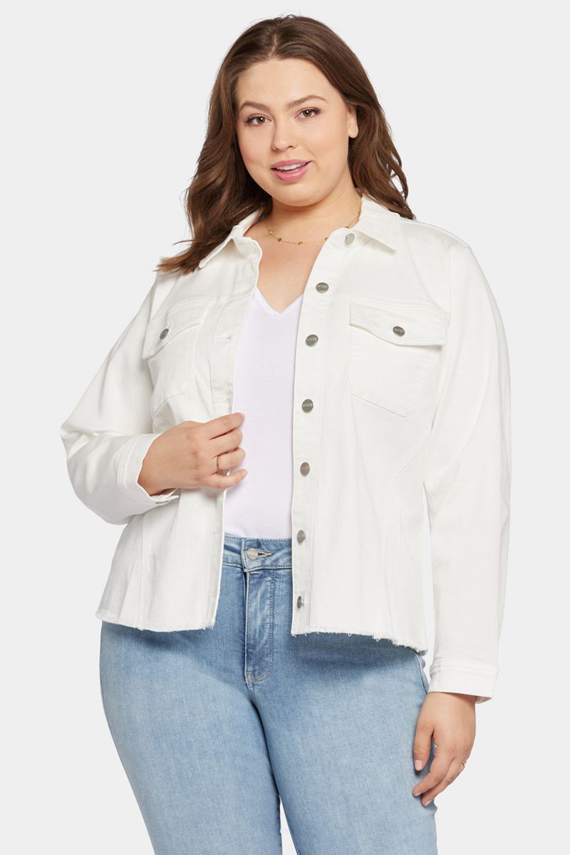 White Women\'s NYDJ Plus Frayed Hem Jackets | NZ 317OUKEDT