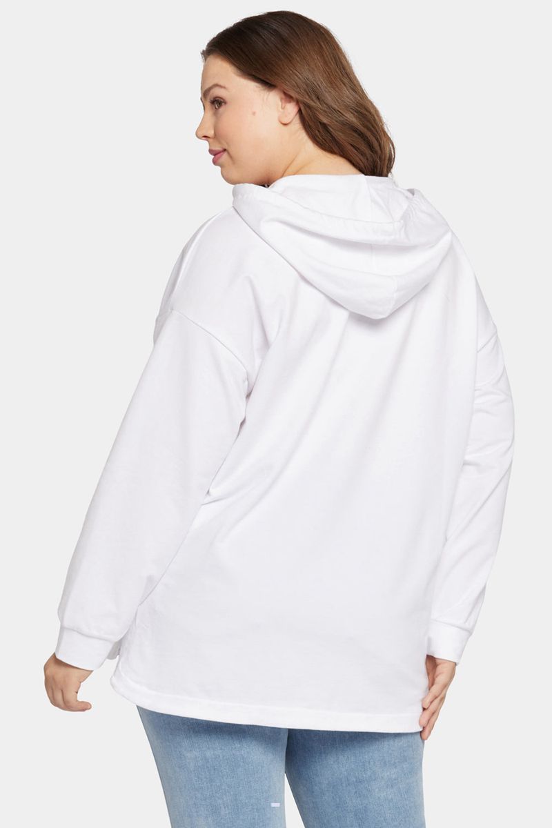 White Women's NYDJ Plus Lace Trimmed Pullover Hoodie | NZ 087TSAVWX