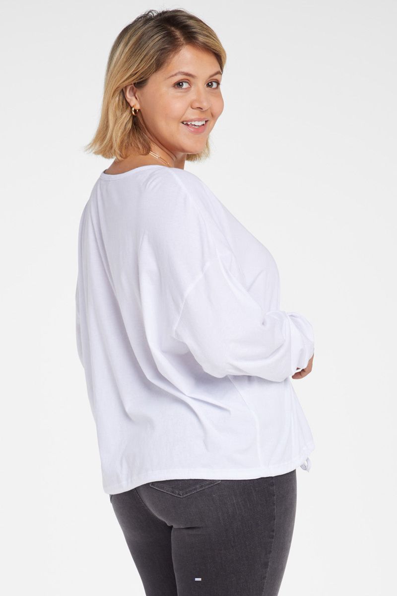 White Women's NYDJ Plus Long Sleeved Drawstring T-Shirts | NZ 569VBTWGJ