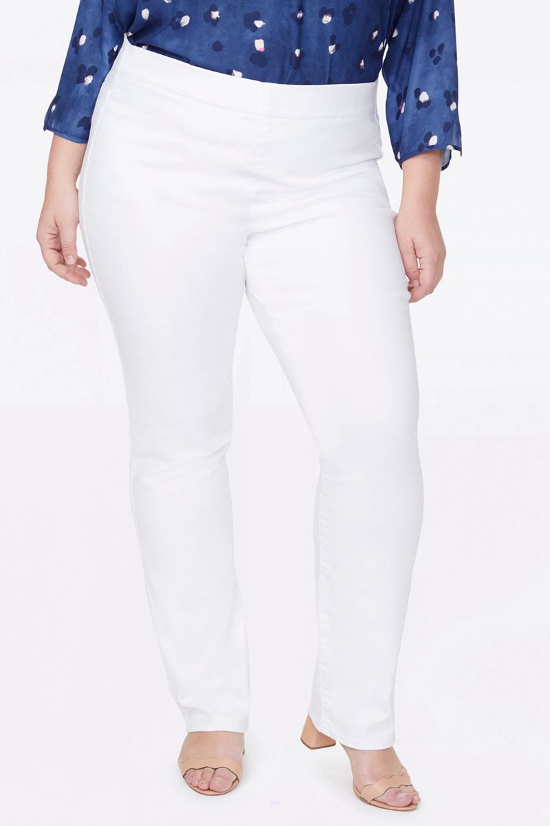 White Women's NYDJ Plus Marilyn Straight Pull-On Jeans | NZ 086PVTEYA