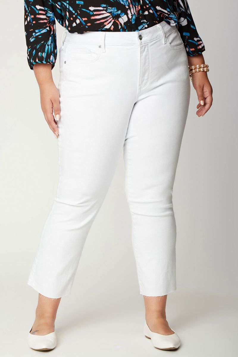 White Women's NYDJ Plus Marilyn Straight Ankle Jeans | NZ 453UHXWOE