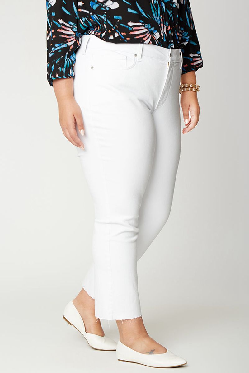 White Women's NYDJ Plus Marilyn Straight Ankle Jeans | NZ 453UHXWOE