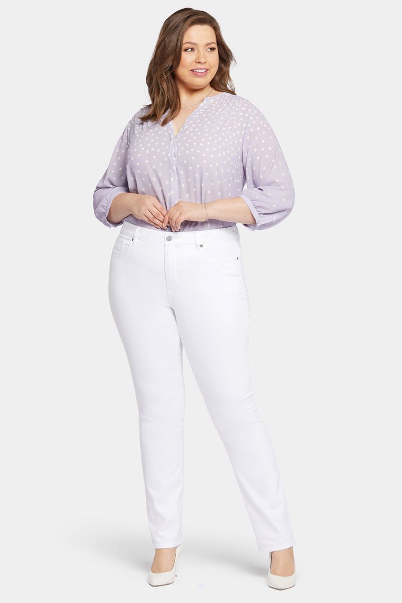 White Women's NYDJ Plus Marilyn Straight Jeans | NZ 471OKFPGA