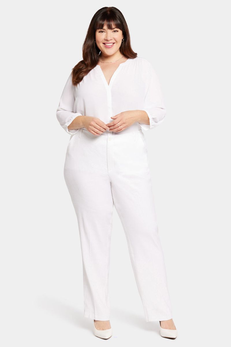 White Women's NYDJ Plus Marilyn Straight Pants | NZ 704TBUFRP