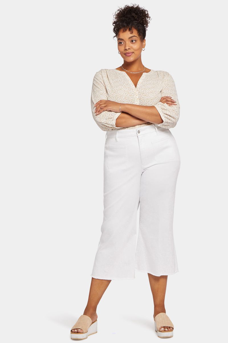 White Women's NYDJ Plus Patchie Wide Leg Capri Jeans | NZ 726FJCBAK