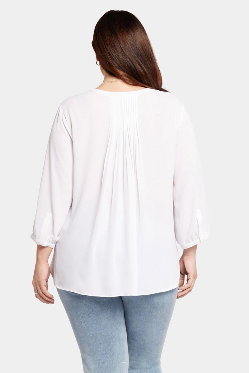 White Women's NYDJ Plus Pintuck Blouse | NZ 270CJXDPF