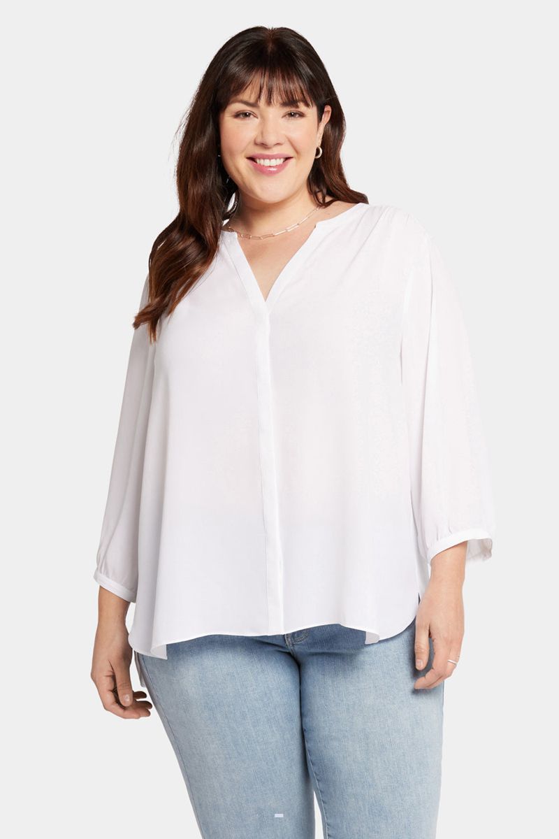 White Women's NYDJ Plus Pintuck Blouse | NZ 270CJXDPF