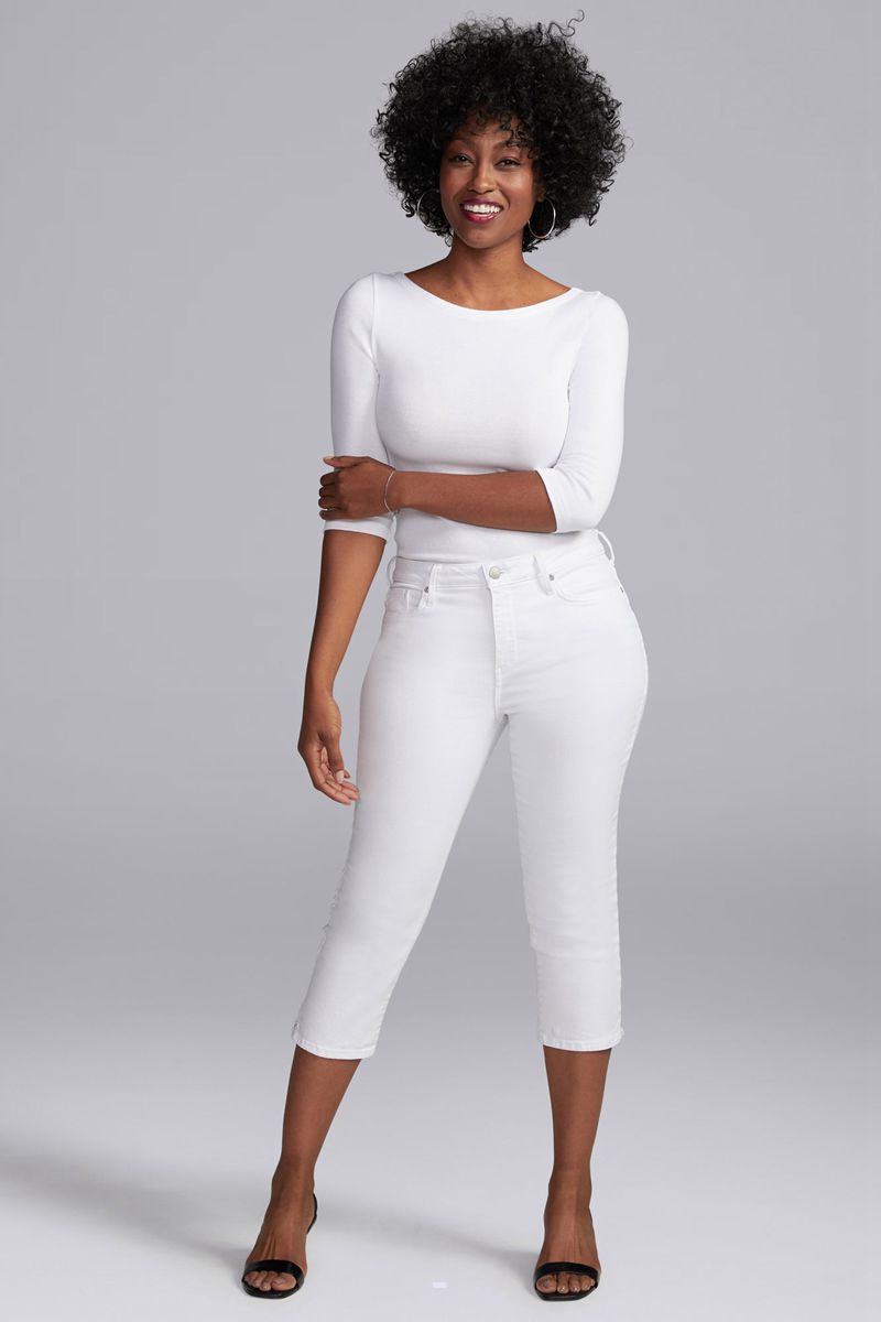 White Women's NYDJ Plus Slim Straight Crop Jeans | NZ 025OJKHCU