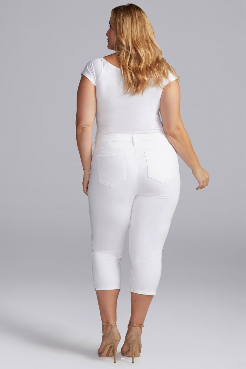 White Women's NYDJ Plus Slim Straight Crop Jeans | NZ 025OJKHCU