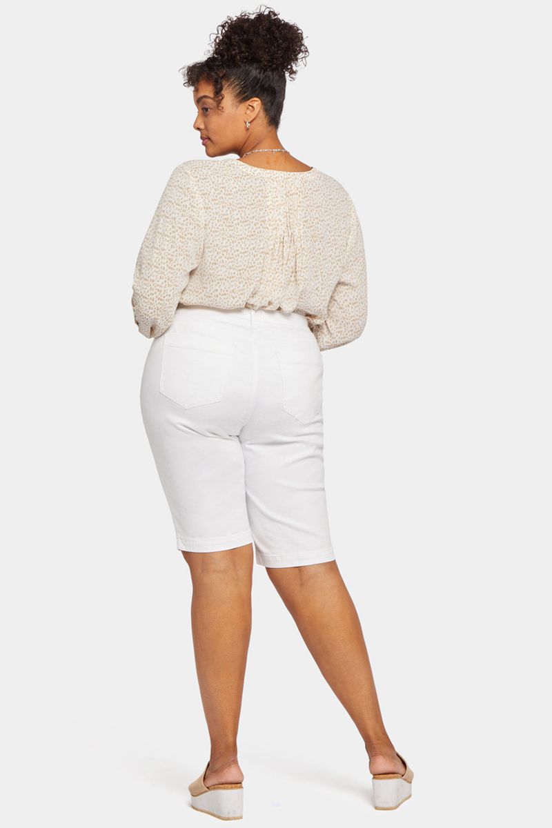 White Women's NYDJ Plus Tailored Bermuda Denim Shorts | NZ 921BSIZCV