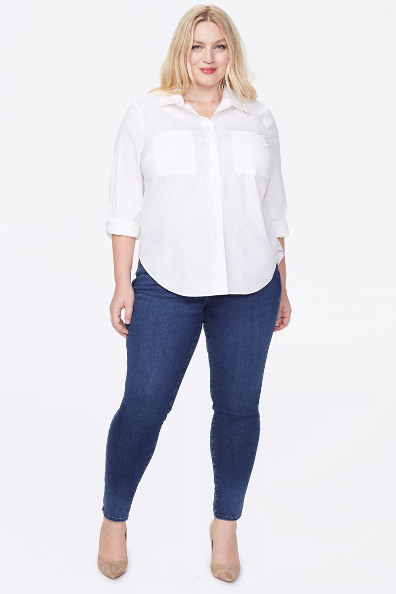 White Women's NYDJ Plus Utility Shirts | NZ 238JHXZLW