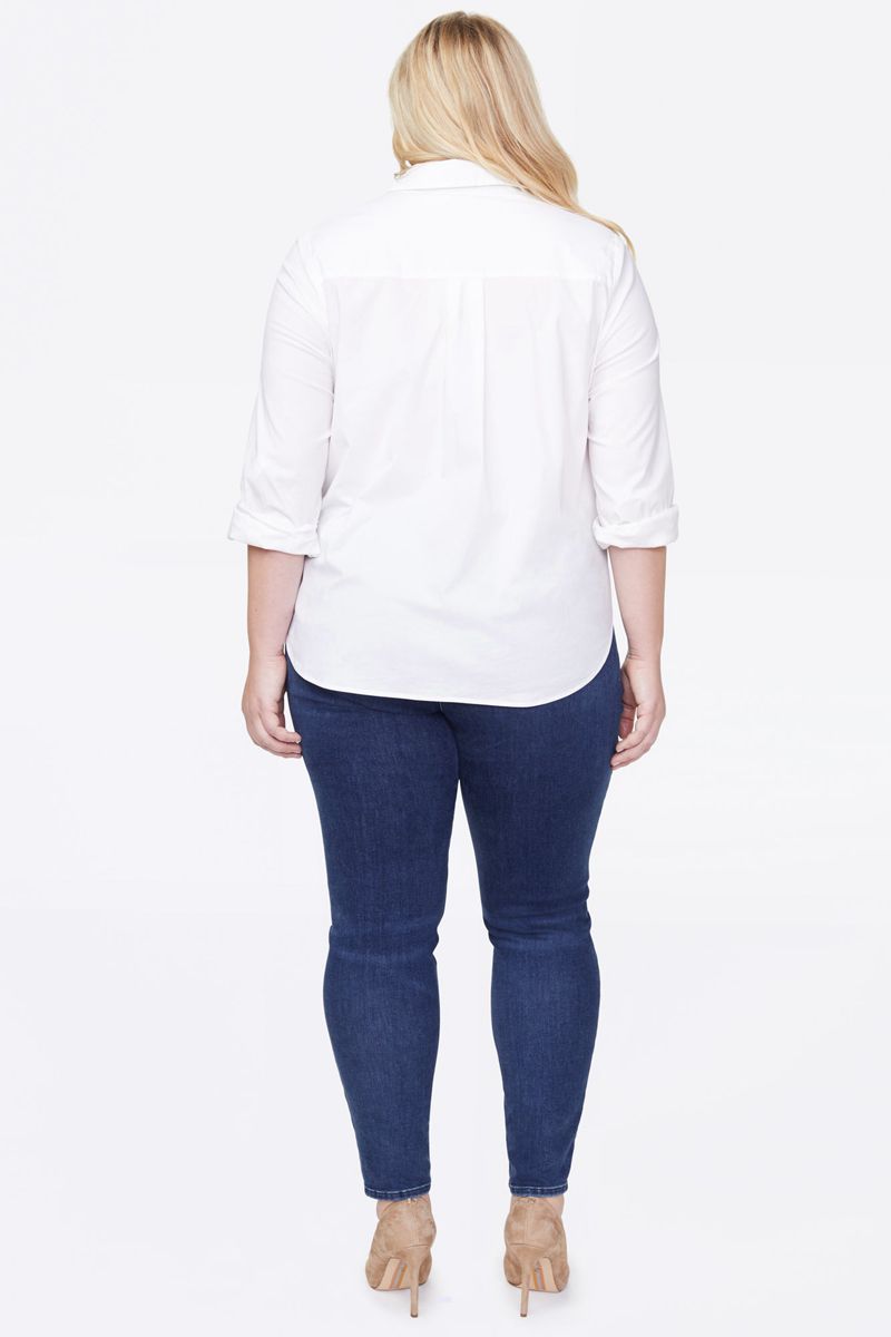 White Women's NYDJ Plus Utility Shirts | NZ 238JHXZLW